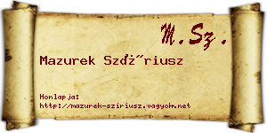Mazurek Szíriusz névjegykártya